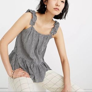 Madewell Ruffle-Strap Cami Top in Gingham size 8